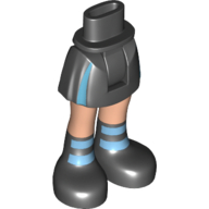 Visuel indicatif Rebrickable de Bassin mini-poupée et jupe courte avec rayures verticales azur, jambes de nougat clair et bottes noires avec motif imprimé à rayures horizontales azur (Minidoll Hips and Short Skirt with Azure Vertical Stripes, Light Nougat Legs, and Black Boots with Azure Horizontal Stripes Print)