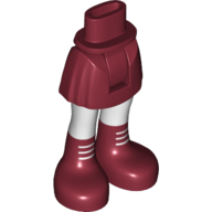 Visuel indicatif Rebrickable de Mini-poupée bassin et jupe courte avec des jambes blanches et des chaussures rouge foncé motif imprimé (Minidoll Hips and Short Skirt with White Legs and Dark Red Shoes Print)