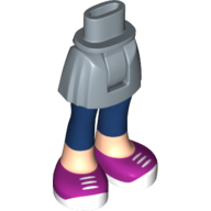 Visuel indicatif Rebrickable de Mini-poupée bassin et jupe courte avec des jambes de nougat clair avec de longs leggings bleu foncé, chaussures magenta avec des lacets blancs imprimé (Minidoll Hips and Short Skirt with Light Nougat Legs with Long Dark Blue Leggings, Magenta Shoes with White Laces Print)