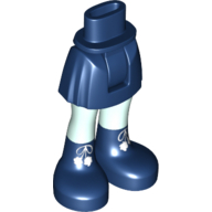 Visuel indicatif Rebrickable de Bassin mini-poupée et jupe courte avec des jambes vert sable et des bottes bleu foncé avec des lacets blancs motif imprimé (Minidoll Hips and Short Skirt with Sand Green Legs and Dark Blue Boots with White Laces Print)
