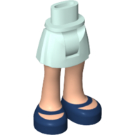 Bassin mini-poupée et jupe courte avec jambes nougat clair et chaussures bleu foncé avec sangles (Minidoll Hips and Short Skirt with Light Nougat Legs and Dark Blue Shoes with Straps)