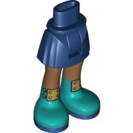 Mini-poupée bassin et jupe courte avec des jambes de nougat moyen et bottes d'azur avec boucles d'or (Minidoll Hips and Short Skirt with Medium Nougat Legs and Azure Boots with Gold Buckles)