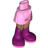 Visuel indicatif Rebrickable de Mini-poupée bassin et jupe courte avec des jambes de nougat moyen et des bottes rose foncé avec une étoile argentée (Minidoll Hips and Short Skirt with Medium Nougat Legs and Dark Pink Boots with Silver Star)