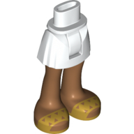 Visuel indicatif Rebrickable de Mini-poupée bassin et jupe courte avec des jambes de nougat moyen, sandales en or nacré (Minidoll Hips and Short Skirt with Medium Nougat Legs, Pearl Gold Sandals)