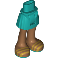 Visuel indicatif Rebrickable de Mini-poupée bassin et jupe courte avec des jambes de nougat moyen, sandales en or nacré (Minidoll Hips and Short Skirt with Medium Nougat Legs, Pearl Gold Sandals)