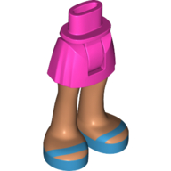 Mini-poupée bassin et jupe courte avec jambes nougat, sandales bleu azur foncé (Minidoll Hips and Short Skirt with Nougat Legs, Dark Azure Sandals)