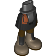 Visuel indicatif Rebrickable de Mini-poupée bassin et jupe courte avec ceinture orange foncé, bottes beige foncé (Minidoll Hips and Short Skirt with Dark Orange Sash, Dark Tan Boots)