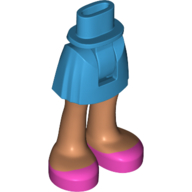 Visuel indicatif Rebrickable de Mini-poupée bassin et jupe courte moyenne avec jupe azur, jambes de nougat, chaussures roses [charnière épaisse] (Minidoll Hips and Short Skirt Medium with Azure Skirt, Nougat Legs, Pinks Shoes [Thick Hinge])