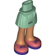 Visuel indicatif Rebrickable de Mini-poupée bassin et court avec jambes de nougat et chaussures de corail, lacets violet foncé [charnière épaisse] (Minidoll Hips and Shorts with Nougat Legs and Coral Shoes, Dark Purple Laces [Thick Hinge])