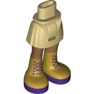 Visuel indicatif Rebrickable de Bassin mini-poupée et court avec des jambes de nougat clair, bottes d'or, lacets violet foncé (Minidoll Hips and Shorts with Light Nougat Legs, Gold Boots, Dark Purple Laces)
