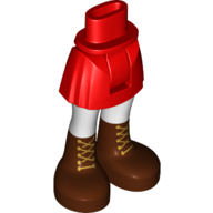 Visuel indicatif Rebrickable de Jupe courte avec jambes blanches et bottes brun rougeâtre (Minidoll Hips and Short Skirt with White Legs and Reddish Brown Boots)