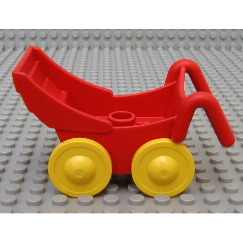Visuel indicatif Rebrickable de Duplo poussette (bébé, poussette) avec roues jaunes - montage complet (Duplo Pram (Baby Carriage, Stroller) with Yellow Wheels - Complete Assembly)