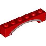 Visuel indicatif Rebrickable de Arc en briques 1 x 6 arc surélevé avec motif imprimé à rayures argentées (Brick Arch 1 x 6 Raised Arch with Silver Stripe Print)