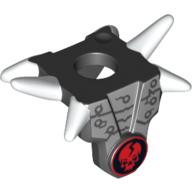 Pectoral armure minifigurine avec des pointes d'épaule blanc et Ninjago crâne rouge fissuré motif imprimé (Minifig Neckwear Armour Breastplate with Shoulder Spikes White and Ninjago Cracked Red Skull Print)