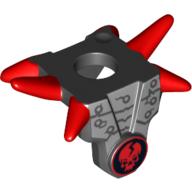 Pectoral armure minifigurine avec des pointes d'épaule rouge et Ninjago crâne rouge fissuré motif imprimé (Minifig Neckwear Armour Breastplate with Shoulder Spikes Red and Ninjago Cracked Red Skull Print)