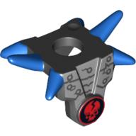 Pectoral armure minifigurine de vêtements de cou avec des pointes d'épaule bleu et Ninjago craqué motif imprimé crâne rouge (Minifig Neckwear Armour Breastplate with Shoulder Spikes Blue and Ninjago Cracked Red Skull Print)