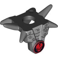 Pectoral armure minifigurine avec des pointes d'épaule gris et Ninjago craqué crâne rouge motif imprimé (Minifig Neckwear Armour Breastplate with Shoulder Spikes Gray and Ninjago Cracked Red Skull Print)