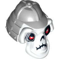 Tête de minifigurine spéciale, crâne avec casque gris clair motif imprimé (Minifig Head Special, Skull with Helmet Light Gray Print)