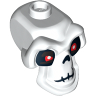 Tête de minifigurine spéciale, crâne avec yeux rouges, fissures et motif imprimé ver (Minifig Head Special, Skull with Red Eyes, Cracks and Worm Print)