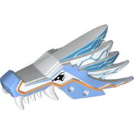 Visuel indicatif Rebrickable de Partie du corps de la créature, tête de dragon mâchoire supérieure avec sections bleues moyennes et motif imprimé rayures orange (Creature Body Part, Dragon Head Upper Jaw with Medium Blue Sections and Orange Stripes Print)