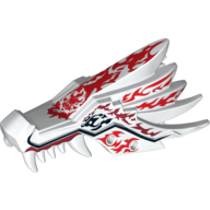 Visuel indicatif Rebrickable de Partie du corps de la créature, tête de dragon mâchoire supérieure avec motif imprimé rouge et rouge foncé (Creature Body Part, Dragon Head Upper Jaw with Red and Dark Red Fire Spirit Print)