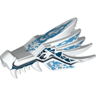 Visuel indicatif Rebrickable de Partie du corps de la créature, tête de dragon mâchoire supérieure avec sections bleu moyen et bleu foncé et motif imprimé esprit de glace (Creature Body Part, Dragon Head Upper Jaw with Medium Blue and Dark Blue Sections and Ice Spirit Print)