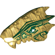 Visuel indicatif Rebrickable de Partie du corps de la créature, tête de dragon mâchoire supérieure avec échelles et dents avec motif imprimé de rayures vert foncé (Creature Body Part, Dragon Head Upper Jaw with Scales and Teeth with Dark Green Stripes Print)