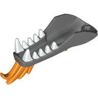 Visuel indicatif Rebrickable de Partie du corps de la créature, mâchoire inférieure de tête de dragon avec motif imprimé de dents blanches et de épines oranges (Creature Body Part, Dragon Head Lower Jaw with White Teeth and Orange Spines Print)