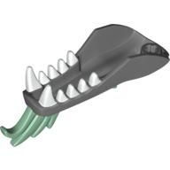 Visuel indicatif Rebrickable de Partie du corps de la créature, tête de dragon mâchoire inférieure avec des dents blanches et des épines vert sable motif imprimé (Creature Body Part, Dragon Head Lower Jaw with White Teeth and Sand Green Spines Print)