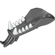 Visuel indicatif Rebrickable de Partie du corps de la créature, tête de dragon mâchoire inférieure avec des dents blanches et des épines noires motif imprimé (Creature Body Part, Dragon Head Lower Jaw with White Teeth and Black Spines Print)