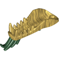 Visuel indicatif Rebrickable de Partie du corps de la créature, tête de dragon mâchoire inférieure avec dents et motif imprimé épines vert foncé (Creature Body Part, Dragon Head Lower Jaw with Teeth, and Dark Green Spines Print)