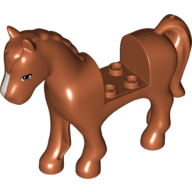 Visuel indicatif Rebrickable de Animal, cheval avec 2 x 2 découpe, yeux bleus et motif imprimé Blaze blanc (Animal, Horse with 2 x 2 Cutout, Blue Eyes and White Blaze Print)