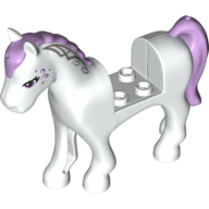 Visuel indicatif Rebrickable de Animal, cheval avec 2 x 2 découpe, yeux de lavande, décoration de visage, motif imprimé de crinière et de queue (Animal, Horse with 2 x 2 Cutout, Lavender Eyes, Face Decoration, Mane and Tail Print)