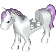 Visuel indicatif Rebrickable de Animal, cheval avec 2 x 2 découpes, yeux bleus et décoration du visage, crinière de lavande et motif imprimé queue (Animal, Horse with 2 x 2 Cutout, Blue Eyes and Face Decoration, Lavender Mane and Tail Print)