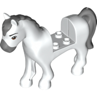 Visuel indicatif Rebrickable de Animal, cheval avec 2 x 2 découpes, yeux noirs, nez gris bleuté clair, crinière et motif imprimé queue (Animal, Horse with 2 x 2 Cutout, Black Eyes, Light Bluish Grey Nose, Mane and Tail Print)
