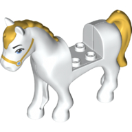 Visuel indicatif Rebrickable de Animal, cheval avec 2 x 2 découpe, yeux bleus moyens, crinière d'or et motif imprimé de la queue (Animal, Horse with 2 x 2 Cutout, Medium Blue Eyes, Gold Mane and Tail Print)