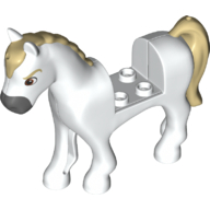 Visuel indicatif Rebrickable de Animal, cheval avec 2 x 2 découpes, crinière et queue beige, nez gris bleuté foncé (Animal, Horse with 2 x 2 Cutout, Tan Mane and Tail, Dark Bluish Grey Nose)