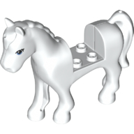 Visuel indicatif Rebrickable de Animal, Cheval avec 2 x 2 découpes, yeux noirs motif imprimé (Animal, Horse with 2 x 2 Cutout, Black Eyes Print)