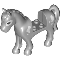 Visuel indicatif Rebrickable de Animal, cheval avec 2 x 2 découpe, yeux noirs sur tache blanche, taches blanches motif imprimé (Animal, Horse with 2 x 2 Cutout, Black Eyes on White Patch, White Patches Print)