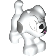 Visuel indicatif Rebrickable de Animal, chien, petit debout avec des yeux de fourrure, nez noir élevé, bouche ouverte et oreilles gris bleuté clair (Animal, Dog, Small Standing with Fur Over Eyes, High Black Nose, Open Mouth, and Light Bluish Gray Ears Print)