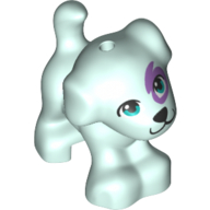 Visuel indicatif Rebrickable de Animal, Chien, Petit debout avec des yeux turquoise foncé, Nez noir et bouche, lavande moyen (Animal, Dog, Small Standing with Dark Turquoise Eyes, Black Nose and Mouth, Medium Lavender Spot Print)
