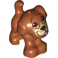 Visuel indicatif Rebrickable de Animal, Chien, Petit debout avec visage beige, Yeux bruns foncés, Blanc cassé, Motif imprimé Langue rose vif (Animal, Dog, Small Standing with Tan Face, Dark Brown Eyes, Offset White, Bright Pink Tongue Print)