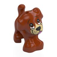 Visuel indicatif Rebrickable de Animal, Chien, Petit debout avec visage beige, Yeux bruns foncés, Blanc central, Motif imprimé Langue rose vif (Animal, Dog, Small Standing with Tan Face, Dark Brown Eyes, Center White, Bright Pink Tongue Print)