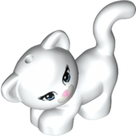 Visuel indicatif Rebrickable de Animal, Chat, Debout, Regard à gauche avec yeux bleu clair, Nez rose foncé et Motif imprimé Bouche (Animal, Cat, Standing, Looking Left with Light Blue Eyes, Dark Pink Nose and Mouth Print)