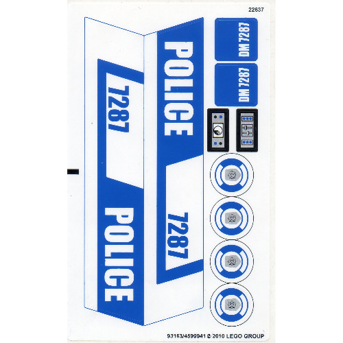 Visuel indicatif Rebrickable de Feuille d’autocollants pour le set 7287-1 (Sticker Sheet for Set 7287-1)