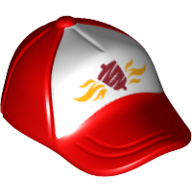 Chapeau / casquette court projet de loi incurvé avec coutures sur le sommet et bouton sur le dessus avec logo de restauration rapide motif imprimé (Hat / Cap Short Curved Bill with Seams on Peak and Button on Top with Fast Food Logo Print)