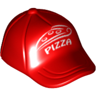 Chapeau / casquette court projet de loi incurvé avec coutures sur le sommet et le bouton sur le dessus avec motif imprimé blanc 'PIZZA' et pizza tranche (Hat / Cap Short Curved Bill with Seams on Peak and Button on Top with White 'PIZZA' and Pizza Slice Print)