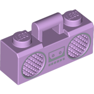 Visuel indicatif Rebrickable de Équipement radio / boom box avec poignée et motif imprimé argent (Equipment Radio / Boom Box with Handle and Silver Trim Print)