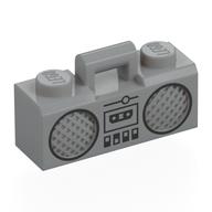 Visuel indicatif Rebrickable de Équipement radio / boom box avec poignée et motif imprimé bord noir (Equipment Radio / Boom Box with Handle and Black Trim Print)
