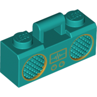 Visuel indicatif Rebrickable de Équipement radio / boom box avec poignée avec motif imprimé or (Equipment Radio / Boom Box with Handle with Gold Trim Print)